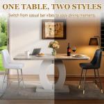 CGHIJDM 63'' Marble Dining Table Set for 6,Modern Counter Height Dining Table Set,Grey High Top Table with Leather Bar Stools,Bar Height Table Set Ideal for Dining,Pub,Kitchen