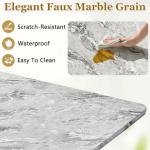 CGHIJDM 63'' Marble Dining Table Set for 6,Modern Counter Height Dining Table Set,Grey High Top Table with Leather Bar Stools,Bar Height Table Set Ideal for Dining,Pub,Kitchen