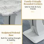 CGHIJDM 63'' Marble Dining Table Set for 6,Modern Counter Height Dining Table Set,Grey High Top Table with Leather Bar Stools,Bar Height Table Set Ideal for Dining,Pub,Kitchen