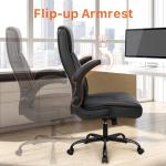 NEO Chair Ergonomic Office Desk Gaming Computer Chair Executive High Back Support Flip-up Arms Adjustable Height Swivel Rolling Wheels Comfy PU Leather for Home (Black)