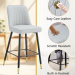 CGHIJDM 63'' Marble Dining Table Set for 6,Modern Counter Height Dining Table Set,Grey High Top Table with Leather Bar Stools,Bar Height Table Set Ideal for Dining,Pub,Kitchen