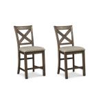 Moriville Rustic Farmhouse Upholstered Barstools, Set of 2