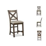 Moriville Rustic Farmhouse Upholstered Barstools, Set of 2