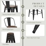 Set of 4 Black Metal Bar Stools