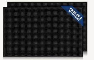 Standard Bar Counter Mats Set of 2, 18 x 12 Inch Rubber Non Skid Bar Top & Coffee Station Drying Mats, Spill Catcher Mats for Bartenders, Restaurants & Kitchen Counters (Black)