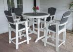 WILLIAMSPACE Patio Bar Table Set of 5, Height Outdoor Round Bar Table with 1.96" Umbrella Hole, 4 Piece Bar Stools with Backs, Counter Furniture Set for Kitchen Outside (White & Grey)