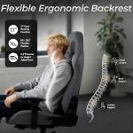 Dowinx Big and Tall Gaming Chair with Suede Fabric Breathable, Game Chairs for Adults with Oversized Thick Seat for 440lbs, Ergonomic Gamer Chair for Streaming & Long Gaming Sessions, Deep Grey