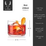 Viski Raye Crystal Negroni Glasses, Lowball Cocktail Glasses Premium Crystal Glassware, 8oz Tumbler Glasses Set of 2