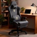 Dowinx Big and Tall Gaming Chair with Suede Fabric Breathable, Game Chairs for Adults with Oversized Thick Seat for 440lbs, Ergonomic Gamer Chair for Streaming & Long Gaming Sessions, Deep Grey