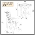 WILLIAMSPACE Patio Bar Table Set of 5, Height Outdoor Round Bar Table with 1.96" Umbrella Hole, 4 Piece Bar Stools with Backs, Counter Furniture Set for Kitchen Outside (White & Grey)