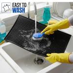 Standard Bar Counter Mats Set of 2, 18 x 12 Inch Rubber Non Skid Bar Top & Coffee Station Drying Mats, Spill Catcher Mats for Bartenders, Restaurants & Kitchen Counters (Black)