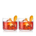 Viski Raye Crystal Negroni Glasses, Lowball Cocktail Glasses Premium Crystal Glassware, 8oz Tumbler Glasses Set of 2