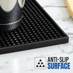 Standard Bar Counter Mats Set of 2, 18 x 12 Inch Rubber Non Skid Bar Top & Coffee Station Drying Mats, Spill Catcher Mats for Bartenders, Restaurants & Kitchen Counters (Black)