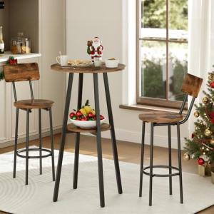 Round Bar Table and Chair Set for Small Spaces
