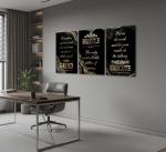 Black Gold Motivational Canvas Wall Art Set