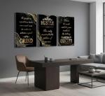 Black Gold Motivational Canvas Wall Art Set