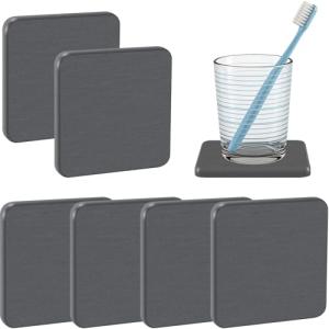 Gabotrie 6 Pack Absorbent Diatomite Drink Coasters, Fast Water Absorption in Seconds, Non-Slip Insulation Odorless Diatomaceous Earth, for Drinks and Plants (Grey)