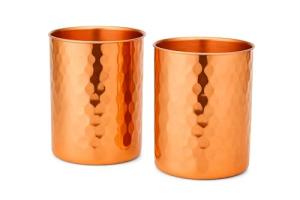 Set of 2 Hammered Copper Beer Glasses