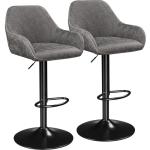 Grey PU Leather Swivel Bar Stools Set of 2