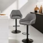 Grey PU Leather Swivel Bar Stools Set of 2