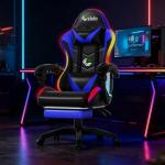 RGB Gaming Chair with Lumbar Massager and Footrest
