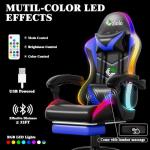 RGB Gaming Chair with Lumbar Massager and Footrest