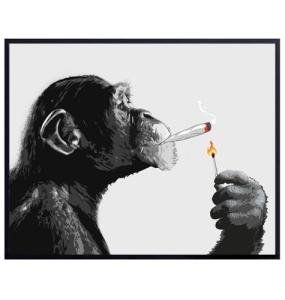 Smoking Chimp Poster - Fun Stoner Decor