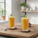 8 Pack Round Acacia Wood Drink Coasters