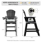 Sundale Outdoor 5 Pieces Adirondack Bar Set, Patio Counter Height Adirondack Chairs Set of 4 and Round Table, High Top HDPE Stools and Pub Table, Tall Bistro Dining Furniture Set for 4, Black