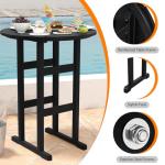 Sundale Outdoor 5 Pieces Adirondack Bar Set, Patio Counter Height Adirondack Chairs Set of 4 and Round Table, High Top HDPE Stools and Pub Table, Tall Bistro Dining Furniture Set for 4, Black