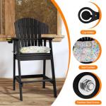 Sundale Outdoor 5 Pieces Adirondack Bar Set, Patio Counter Height Adirondack Chairs Set of 4 and Round Table, High Top HDPE Stools and Pub Table, Tall Bistro Dining Furniture Set for 4, Black