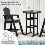 Sundale Outdoor 5 Pieces Adirondack Bar Set, Patio Counter Height Adirondack Chairs Set of 4 and Round Table, High Top HDPE Stools and Pub Table, Tall Bistro Dining Furniture Set for 4, Black