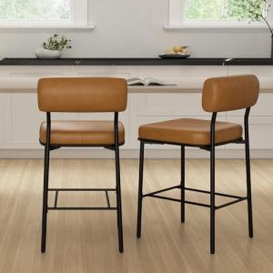 Whiskey Brown Counter Height Bar Stools Set of 2