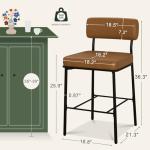 Whiskey Brown Counter Height Bar Stools Set of 2