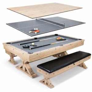 3-in-1 Pool Table with Dining Top and Seats