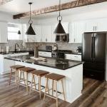 Barker Counter Height Wood Barstool with Leather Cushion