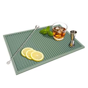 ZJWZLG Bar Mat - Premium 18"X12" Rubber Bar Mats for Countertop, Non-slip Dish Drying Pad & Bartender Mat with for Fast Drying, Ideal Bar Tools for Home Bar, Cocktail Set, And Kitchen Use(Green)