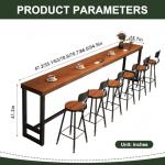Farmhouse Bar Height Table, Solid Wood Long Bar Table, Industrial Pub Table, Narrow High Top Counter Height Dining Tables for Kitchen, Coffee Shop, Rectangular, No Stools (86.6"L x 15.7"W x 41.3"H)