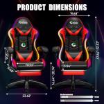 Czlolo Gaming Chair, Racing Style RGB LED Lights Gaming Chairs for Adults and Kids, Lumbar Massager Gamer Chair, High Back Reclining Computer Chair with Footrest and Headrest (Black/Red)