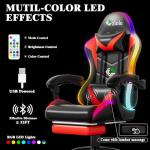 Czlolo Gaming Chair, Racing Style RGB LED Lights Gaming Chairs for Adults and Kids, Lumbar Massager Gamer Chair, High Back Reclining Computer Chair with Footrest and Headrest (Black/Red)