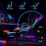 Czlolo Gaming Chair, Racing Style RGB LED Lights Gaming Chairs for Adults and Kids, Lumbar Massager Gamer Chair, High Back Reclining Computer Chair with Footrest and Headrest (Black/Red)