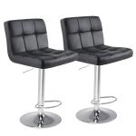 DUMOS 24-Inch Black Leather Bar Stool Set of 4