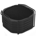 Black Silicone Drink Coasters Set with Holder