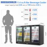 Back Bar Cooler with Glass Doors and LED Lights