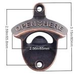 HAIICEN Vintage Copper Bottle Cap Opener Wall Mount, Retro Beer Bottle Opener with Screws for Homes Kitchen (Pack of 2)