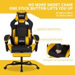 WOTSTA Gaming Chair with Massage,Ergonomic PC Gaming Chair with Footrest Comfortable Headrest and Lumbar Support,High Back Game Chair PVC Leather,300LBS (BlackYellow)