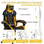 WOTSTA Gaming Chair with Massage,Ergonomic PC Gaming Chair with Footrest Comfortable Headrest and Lumbar Support,High Back Game Chair PVC Leather,300LBS (BlackYellow)