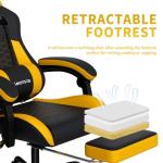 WOTSTA Gaming Chair with Massage,Ergonomic PC Gaming Chair with Footrest Comfortable Headrest and Lumbar Support,High Back Game Chair PVC Leather,300LBS (BlackYellow)