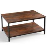 Rustic 2-Tier Industrial Coffee Table with Storage