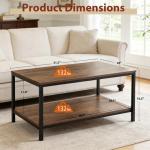 Rustic 2-Tier Industrial Coffee Table with Storage